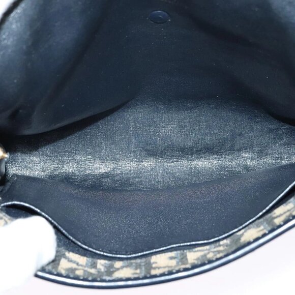 Christian Dior Trotter Canvas Shoulder Bag Navy Gold Auth 123224 - Picture 11 of 16